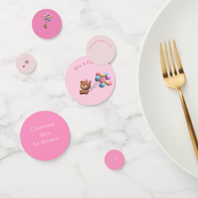 Confettis Ours mignon et ballons personnalisés (Groupe)