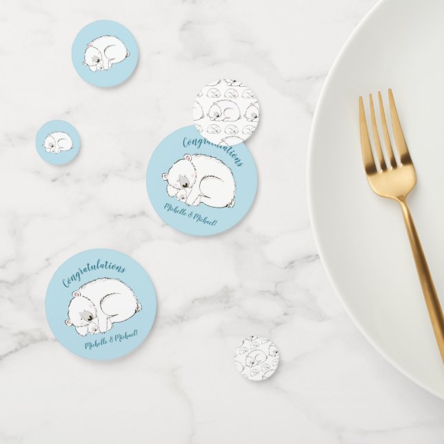 Confettis Ours polaire Baby shower Hiver bleu garçon (Groupe)
