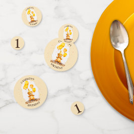 Confettis Ours Premier anniversaire Sexe Ours jaune neutre