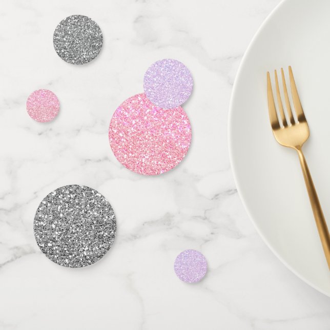 Confettis Paillettes Violet Argenté et Rose Scintillement (Groupe)