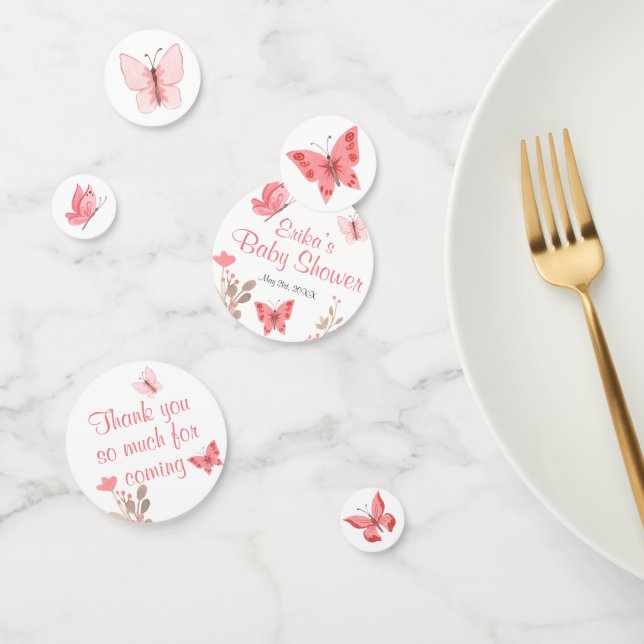 Confettis Papillons roses et Baby shower de fleurs (Groupe)