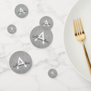Confettis Parties scintillant Argent Sparkle Monogram Party