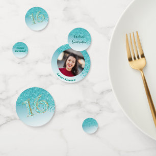 Confettis Parties scintillant bleue turquoise Sweet 16 Anniv