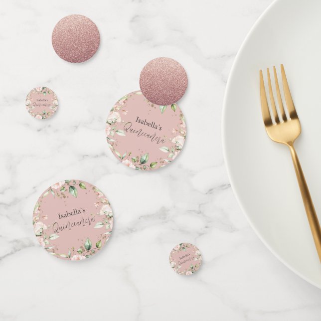 Confettis Parties scintillant d'aquarelle florale Rose bleu  (Groupe)
