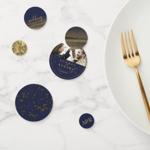 Confettis Parties scintillant d'or chic Mariage photo bleu m