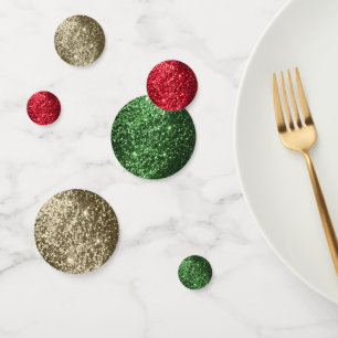 Confettis Parties scintillant rouge, or et verte