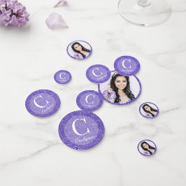 Confettis Parties scintillant violet de fille Monogramme Pho