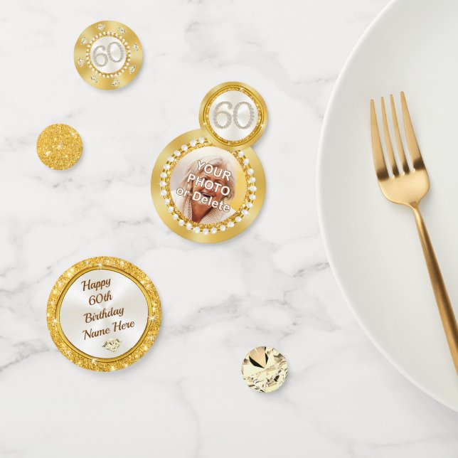 Confettis Personnalisé, 60e anniversaire Décorations de tabl (Groupe)