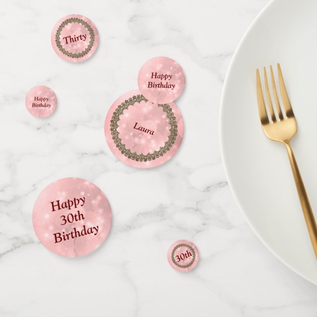 Confettis Personnalisé brillant rose heureux 30e anniversair (Groupe)