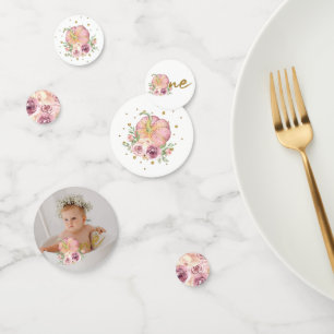 Confettis Petit Citrouille Premier anniversaire Pink Photo