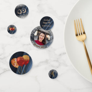 Confettis Photo Anniversaire Paillettes Or Argent & Ballons