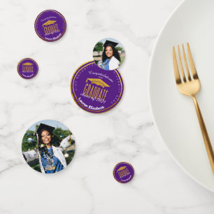 Confettis Photo moderne Purple Gold Graduation Table Confett