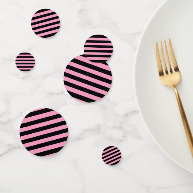 Confettis Pink & Black Stripes Chic Anniversaire Fête (Groupe)