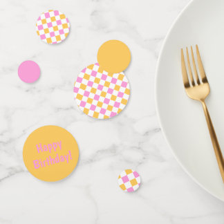 Confettis Pink et Gold À damiers personnalisable
