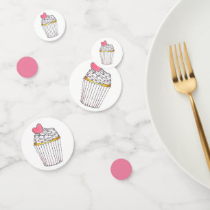 Confettis Pink Heart Love Cupcake Fête des mariées Mariage