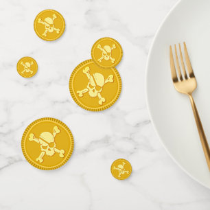 Confettis Pirate Skull Gold Coin Trésor Dubloons