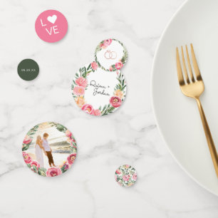 Confettis Pivoines roses à l'aquarelle Fête de mariage flo
