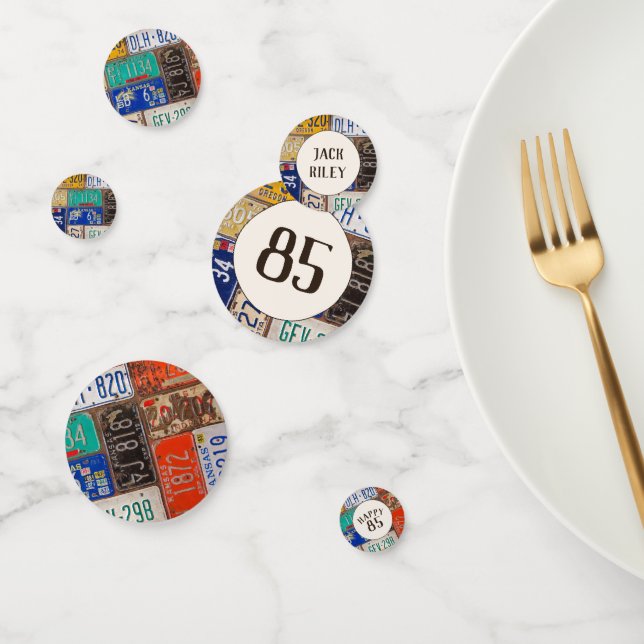 Confettis Plaques de licence 85th Birthday Retro (Groupe)