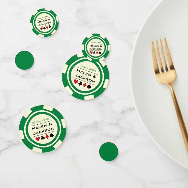 Confettis Poker Chip Green Off-White Las Vegas Mariage (Groupe)