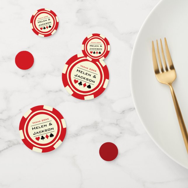 Confettis Poker Chip Red Off-White Las Vegas Mariage (Groupe)