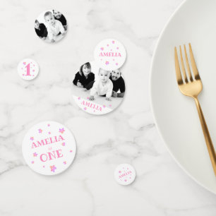 Confettis Premier anniversaire Pink Photo fête d'anniversair