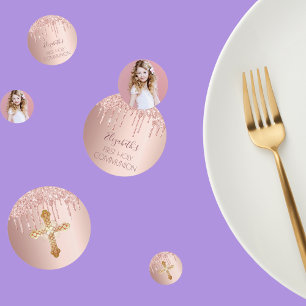 Confettis Première communion sainte rose parties scintillant