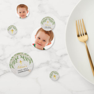 Confettis Première Communion Verdure Faux Gold Marble Photo