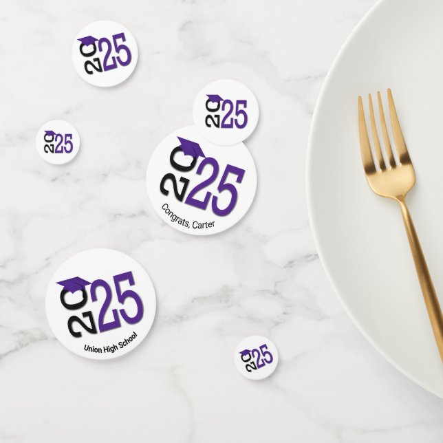 Confettis Purple et Noir 2025 Graduation (Groupe)