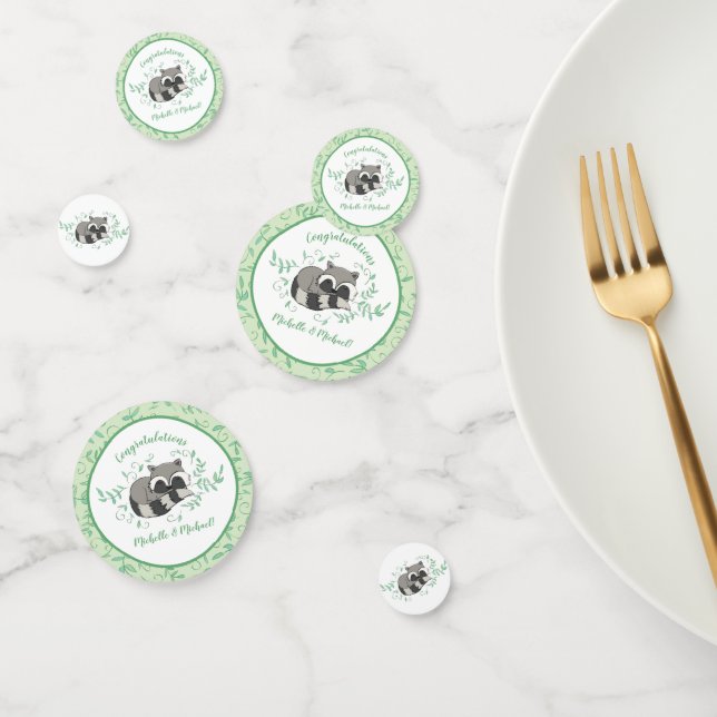 Confettis Raccoon Baby shower Bois Animaux (Groupe)