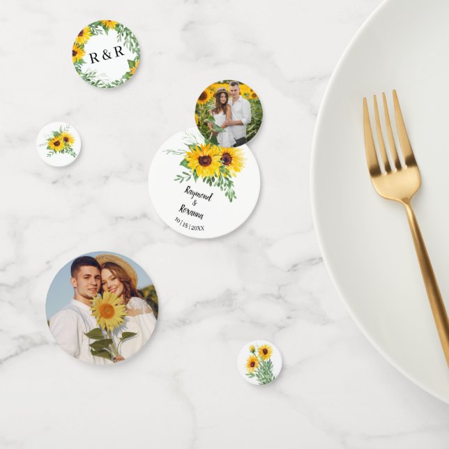 Confettis Réception de mariage avec tournesols et verdure (Groupe)