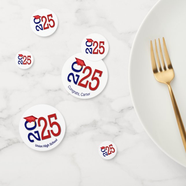 Confettis Red and Blue 2025 Graduation (Groupe)