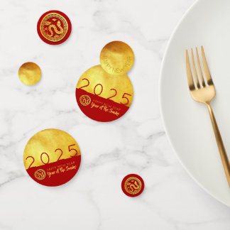 Confettis Red Gold Snake découpe papier 2025 Golden Party Co