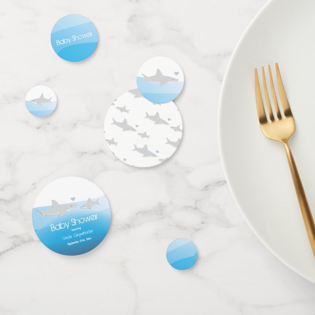 Confettis Requins mignons et océan | BABY SHOWER (Groupe)