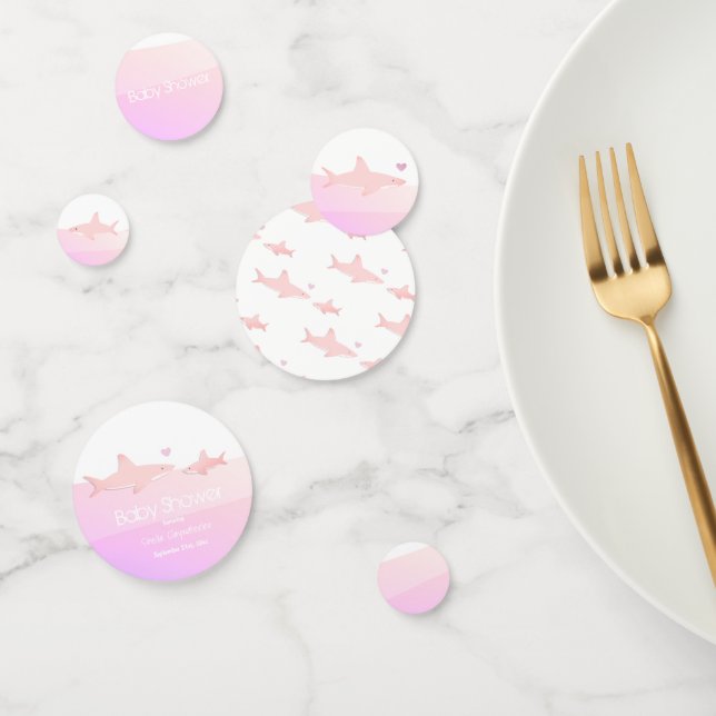 Confettis Requins mignons et Océan rose blanc | BABY SHOWER (Groupe)