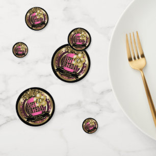 Confettis Rose et or Metallic Joyeux Anniversaire Star