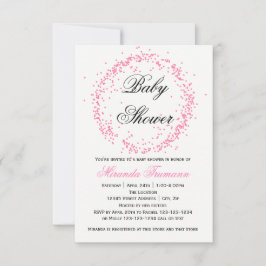 Confettis roses - invitation du baby shower 3x5