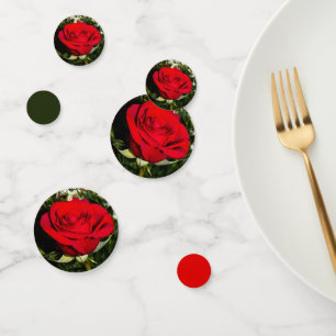 Confettis Roses rouges Floral Fleur Nature Photo avec Vert
