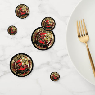 Confettis Rouge et or Metallic Joyeux Anniversaire Star