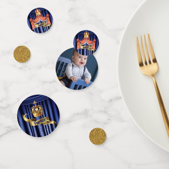 Confettis Royal Blue Gold Prince Anniversaire (Groupe)