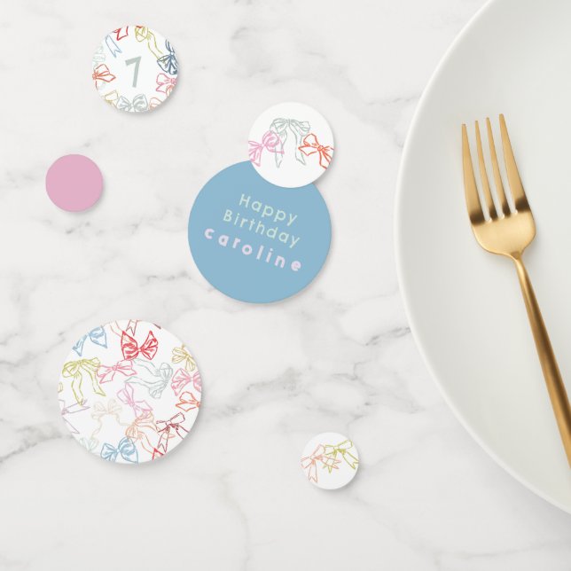 Confettis Rubans et vaches Aquarelle brillante Fille d'anniv (Groupe)