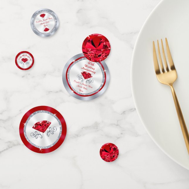 Confettis Ruby 40e anniversaire de Mariage Décorations de ta (Groupe)