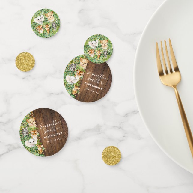Confettis Safari Animaux Rustic Gold Parties scintillant Bab (Groupe)
