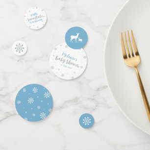 Confettis Silver & Sky Blue Winter Snowflake Baby shower de 