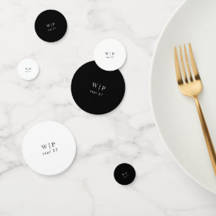 Confettis Simple Noir & Blanc Moderne Calligraphie Mariage