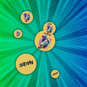Confettis Skateboard Skater Joyeux Anniversaire Monogram Mus