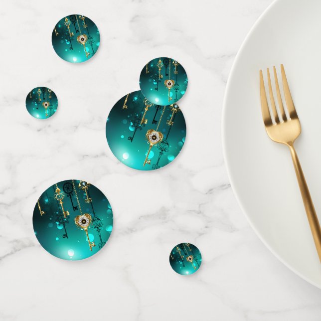 Confettis Skeleton Keys on Green Background (Groupe)