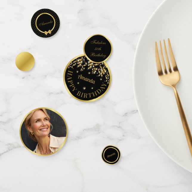 Confettis Soirée d'anniversaire Elegant Black And Gold Surpr (Groupe)