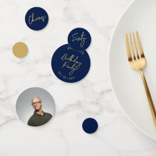 Confettis Soixante   Gold & Navy Modern 60th Birthday Party
