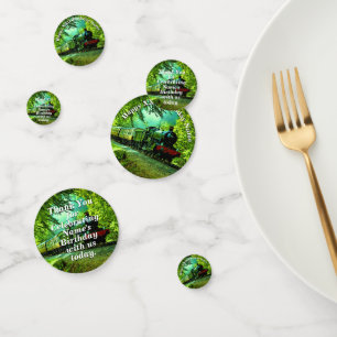 Confettis Steam Train homme's Birthday Party Table