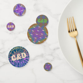 Confettis Subtle Rainbow Delicate Pastel Pattern & Initials